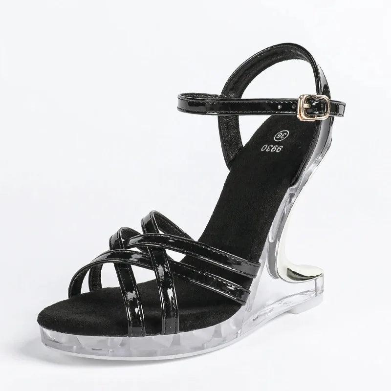 Women's Clear Wedge Platform Sandals – 11cm High Heel Party