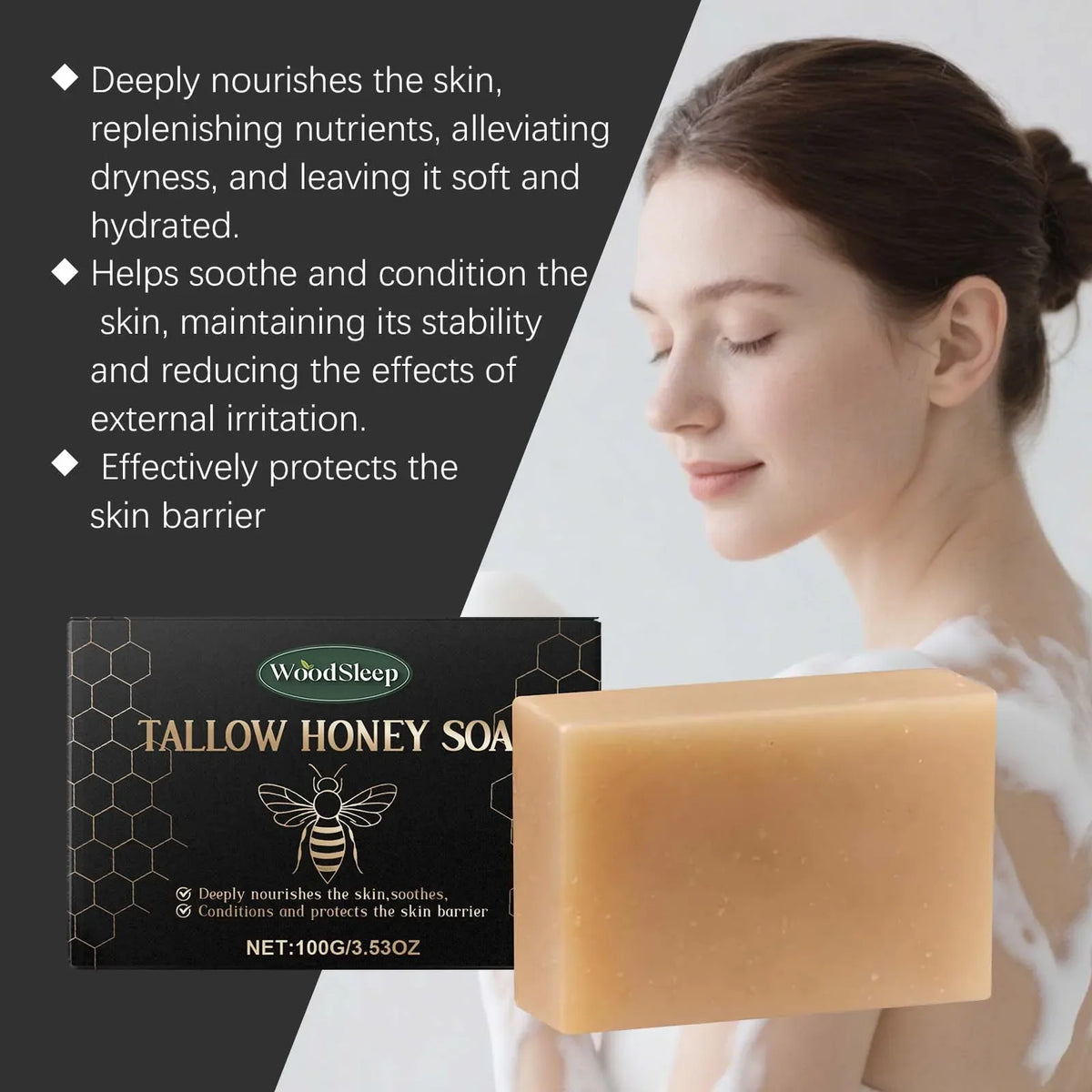Tallow & Honey Soap Bar – Moisturizing Face & Body Cleanser