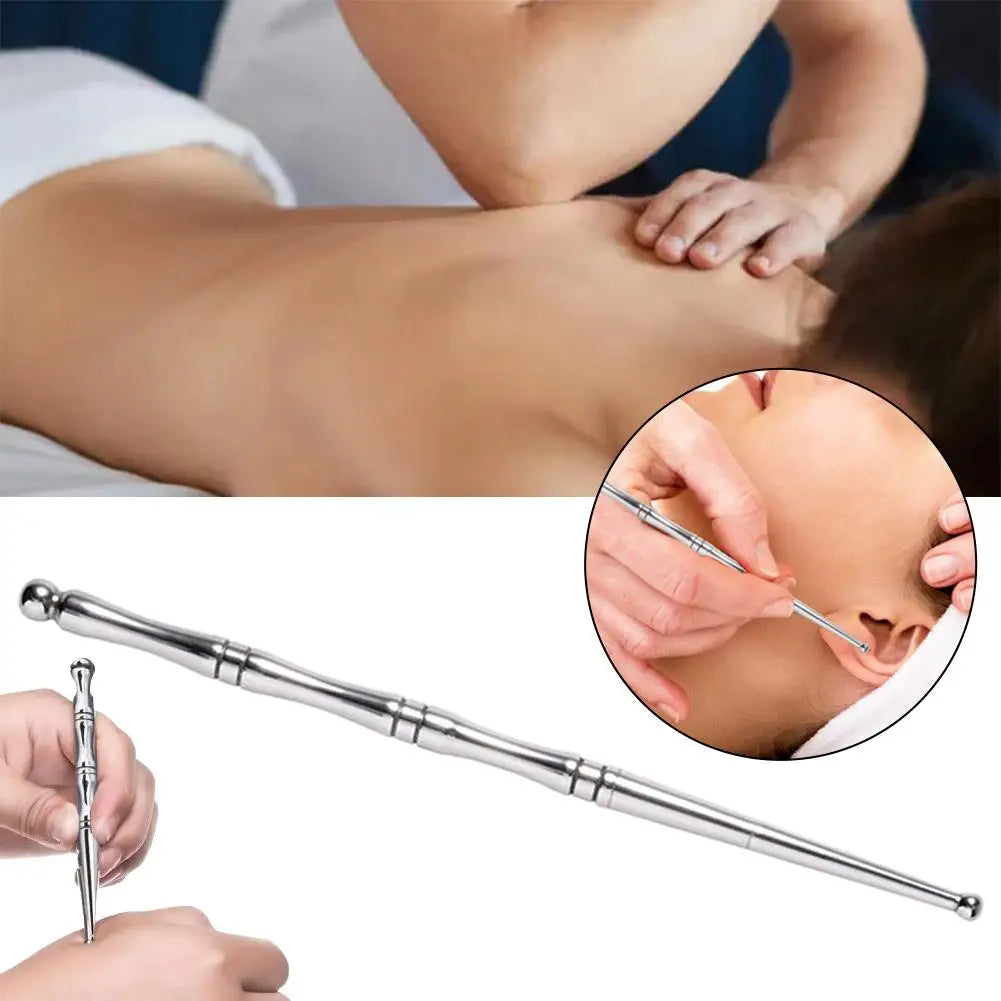 Stainless Steel Acupressure Pen – Dual 4mm/5mm Head Massage Tool