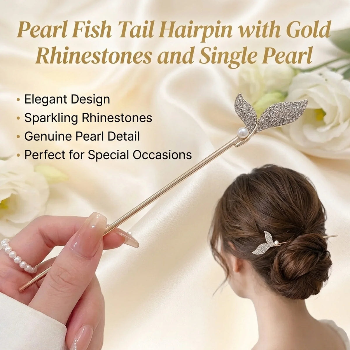 Pearl Mermaid Hairpin | Elegant Alloy Hair Clip for Women