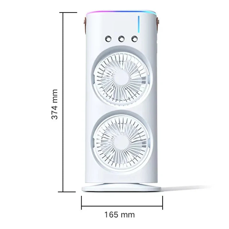 Double-Blade USB Spray Fan – Desktop Cooling & Humidifier