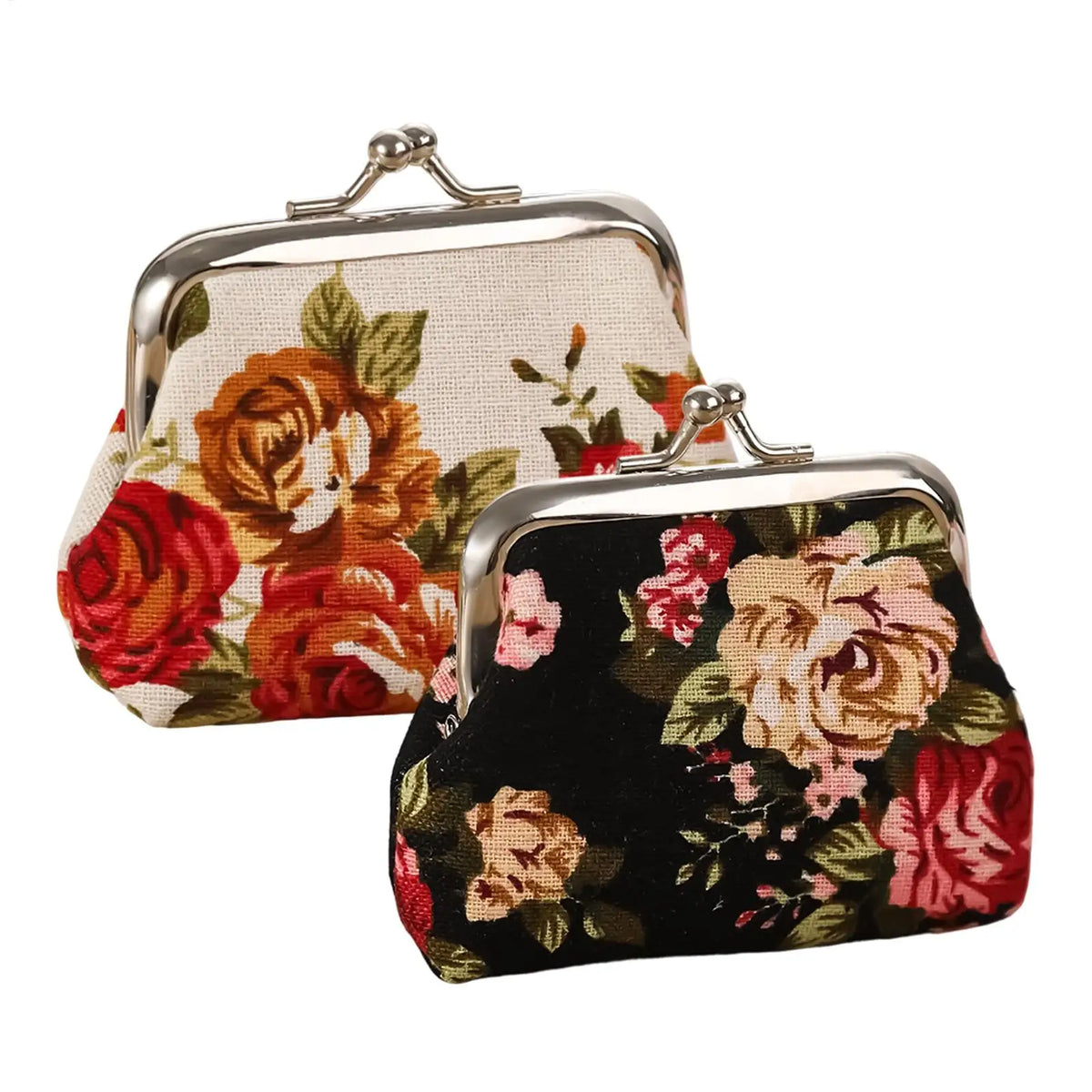 Vintage Floral Kiss Lock Coin Purse | Women's Mini Wallet