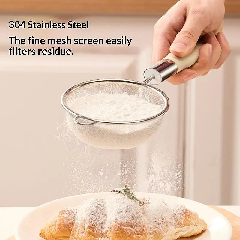 Stainless Steel Mesh Filter Spoon Plastic Handle Juice Soybean Milk