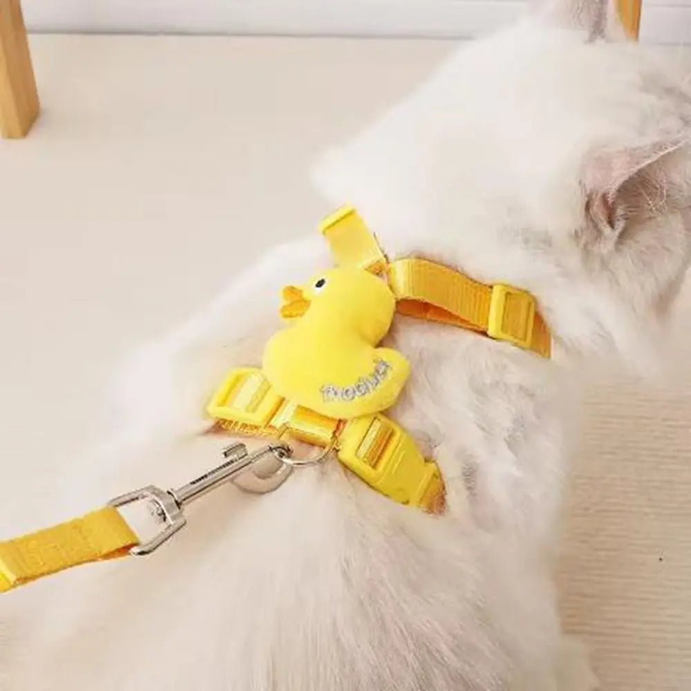 Yellow Duck Dog Harness & Leash Set | Adjustable Nylon Vest