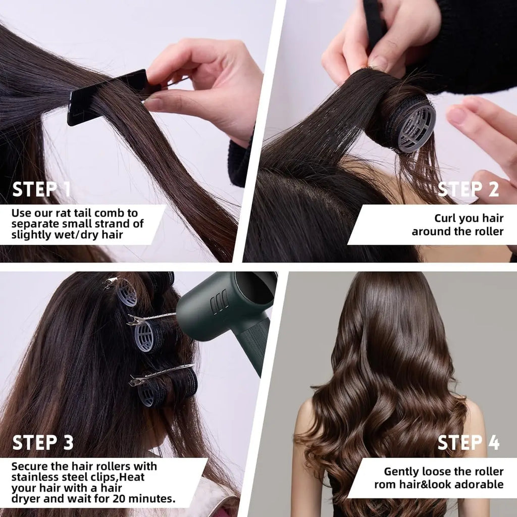 8-Piece Ceramic Hot Rollers Set for Long Hair – Bouncy Curls