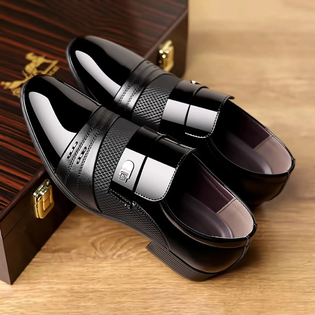 Men's Slip-On Dress Shoes | Glossy Pointed Toe PU Leather