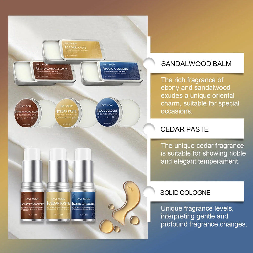 EAST MOON Men Sandalwood Solid Fragrance Balm | Long-Lasting