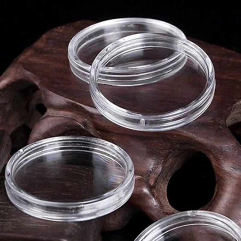 Clear Round Plastic Coin Holder Capsule Container Storage Box