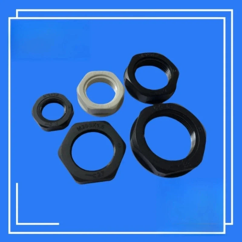 Nylon Flange Hex Nuts M8–M32 | White & Black Insulating Fastener