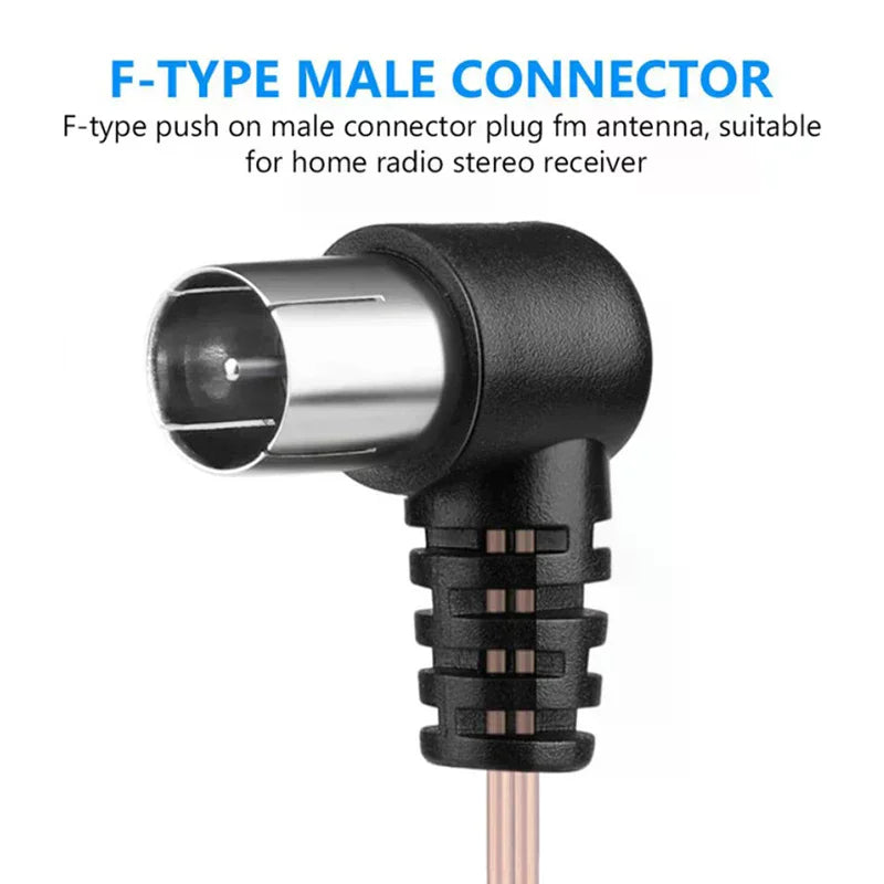 FM Antenna 75 Ohm F Male Plug Home Radio Stereo Signal Receiver Aerial