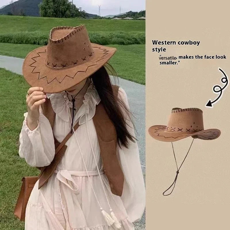 Unisex Western Cowboy Hat – Suede Cowgirl Cap for Parties