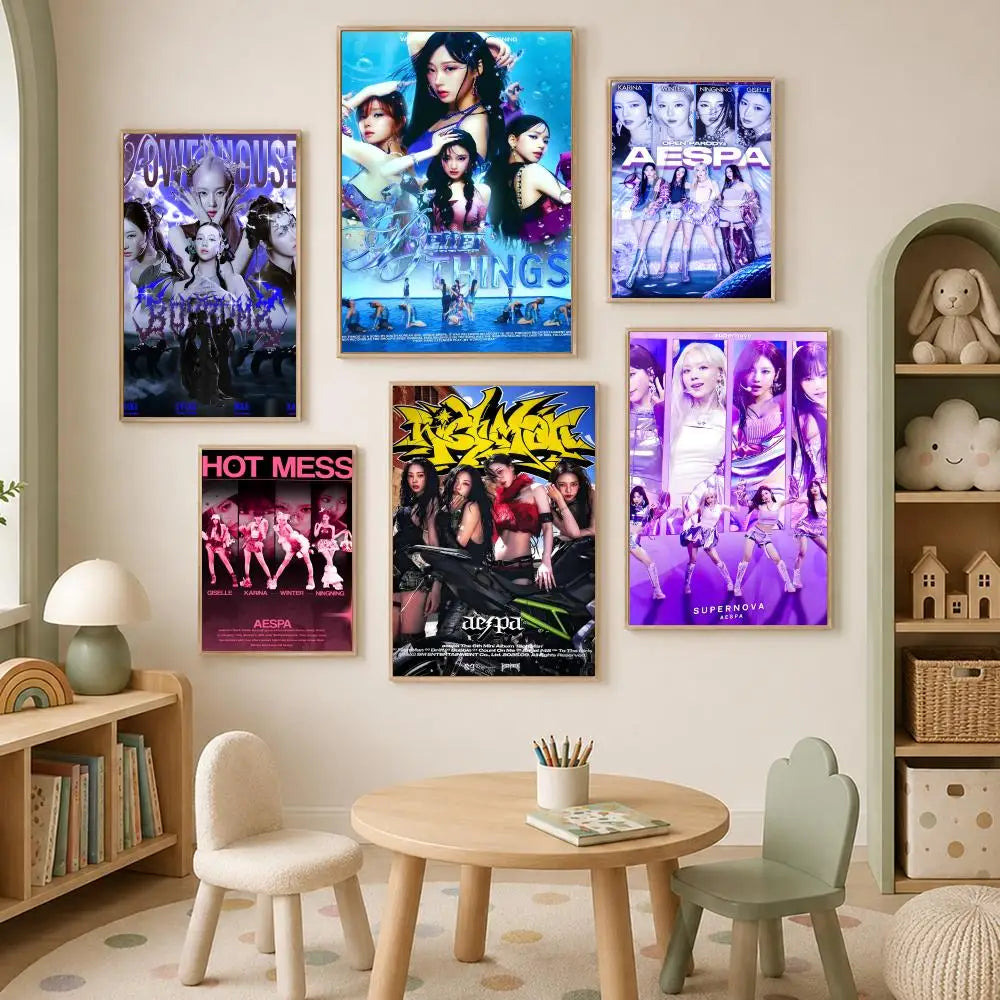 aespa HD Self-Stick Music Poster – Waterproof K-Pop Wall Art