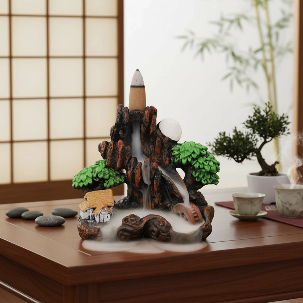 Backflow Incense Burner | Resin & Ceramic Smoke Waterfall Design
