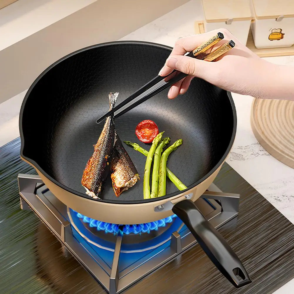 Honeycomb Nonstick Wok – Scratch-Resistant Fry Pan All Stoves
