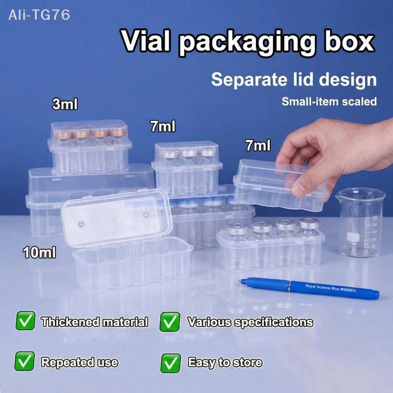 5-Pack Stackable Microtube Vial Storage Box | 3–10mL Clear