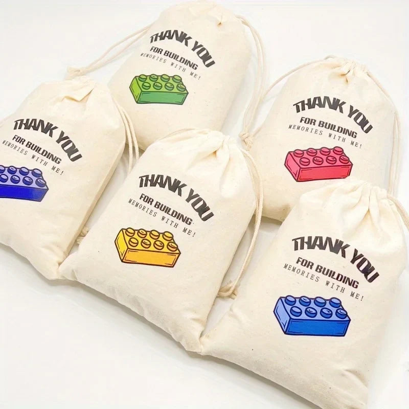 5-Pack Polyester Drawstring Gift Bags – Party & Storage Pouches