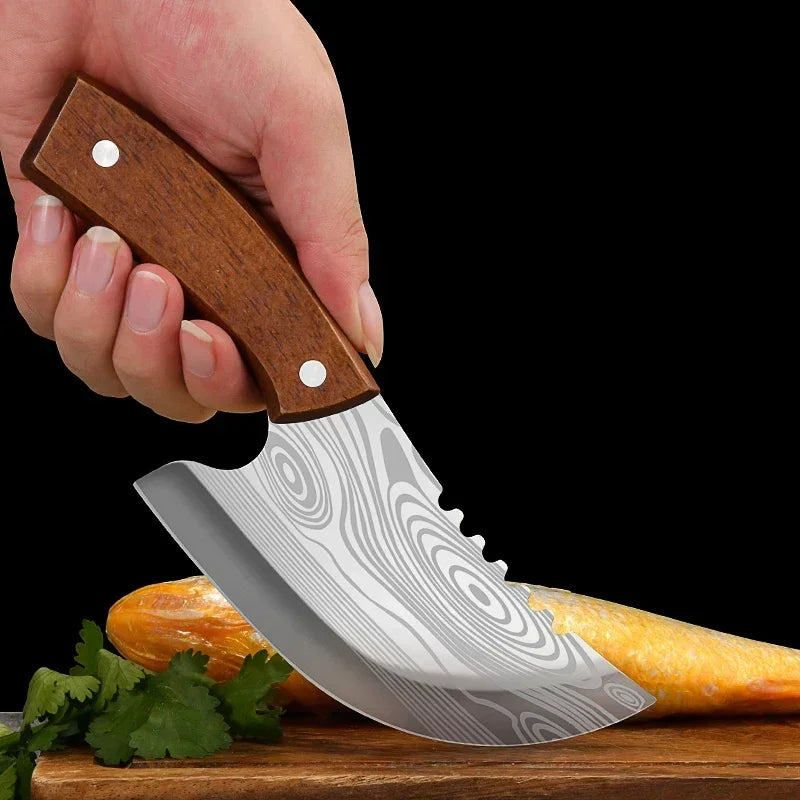 Damascus Pattern Stainless Steel Boning & Meat Cleaver Knife