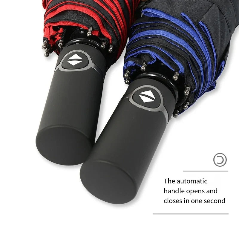 Automatic Windproof Folding Umbrella – 10 Rib Double Layer