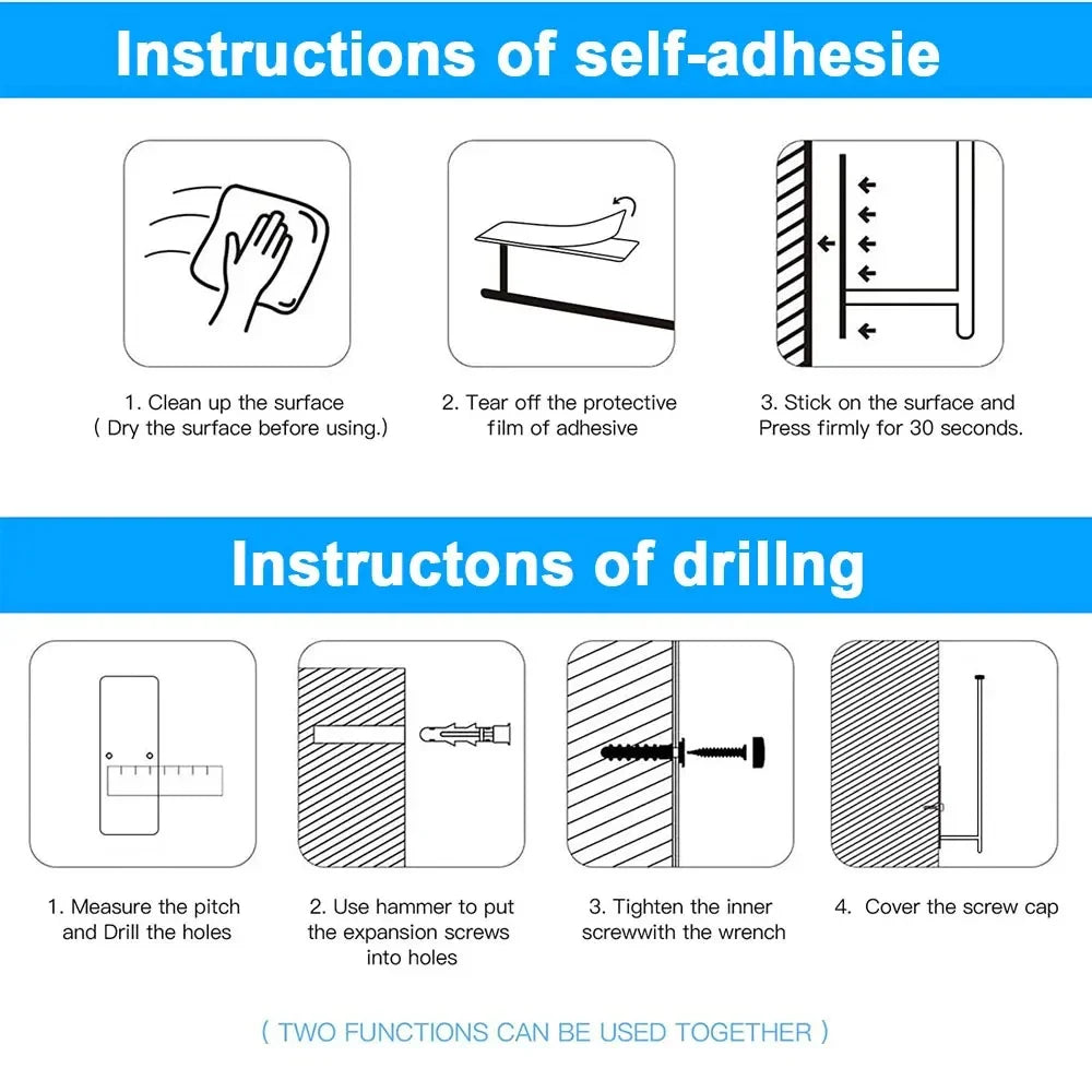 Stainless Steel Adhesive Paper Towel & Toilet Roll Holder