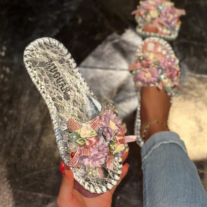 UXST Women Platform Slippers – Floral Bohemian Flat Sandals