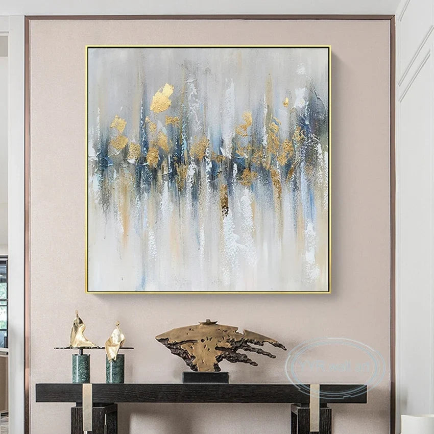 Gold Foil Abstract Hand-Painted Oil Painting | Nordic Wall Art