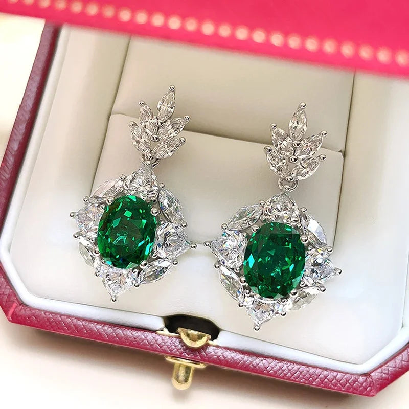 Huitan Green Cubic Zirconia Drop Earrings | Wedding Jewelry