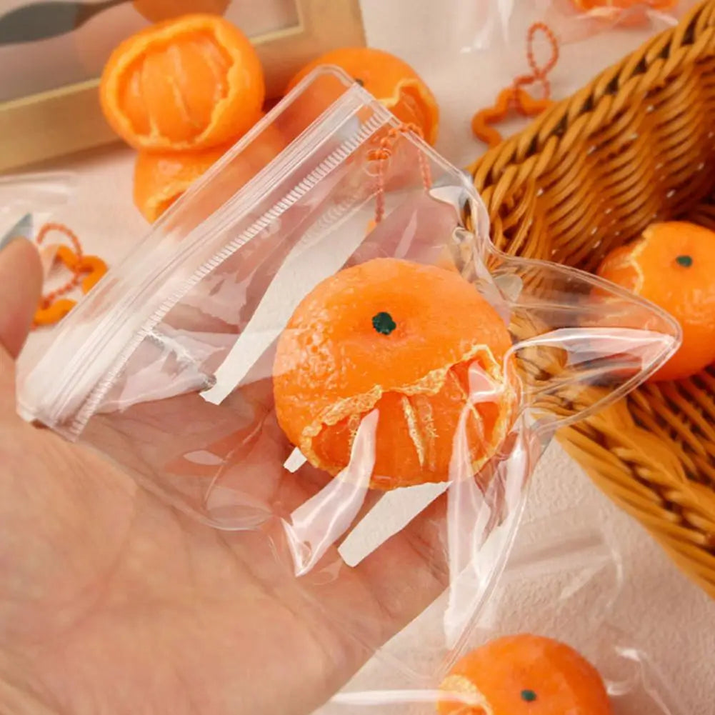 Orange Peeled Tangerine Squishy Fidget Toy with Keychain