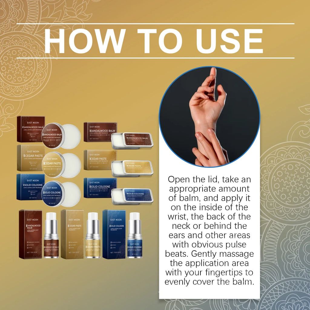 EAST MOON Men Sandalwood Solid Fragrance Balm | Long-Lasting