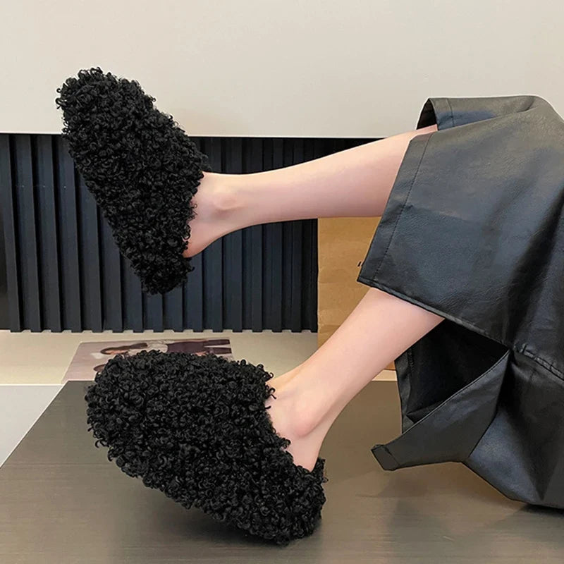 Women's Plush Flock Slippers – Hoof Heels Closed Toe Slides