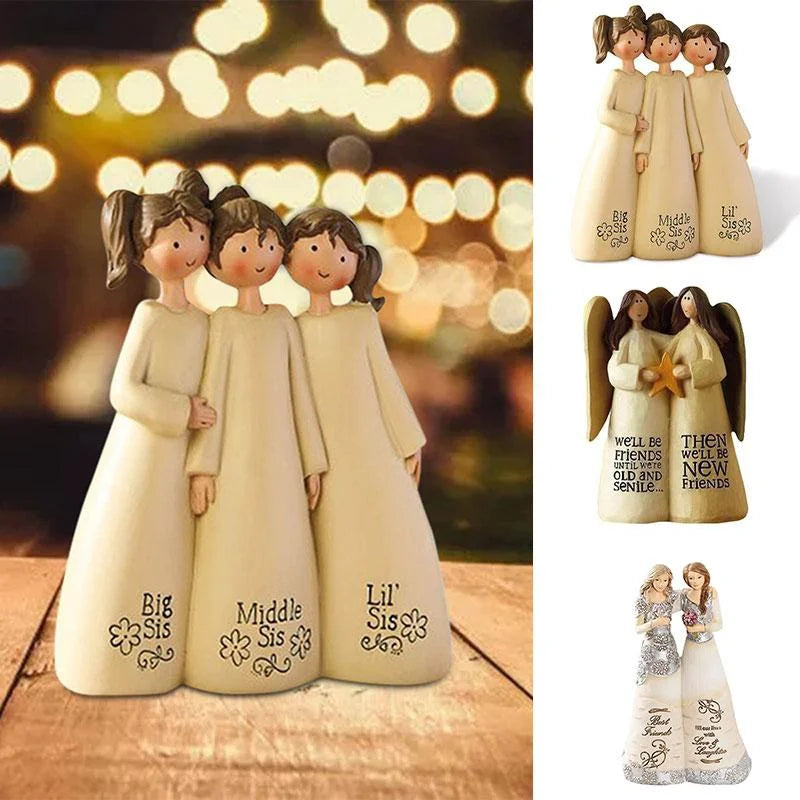 Resin Angel Friendship Figurine – Sister & Friend Gift Decor