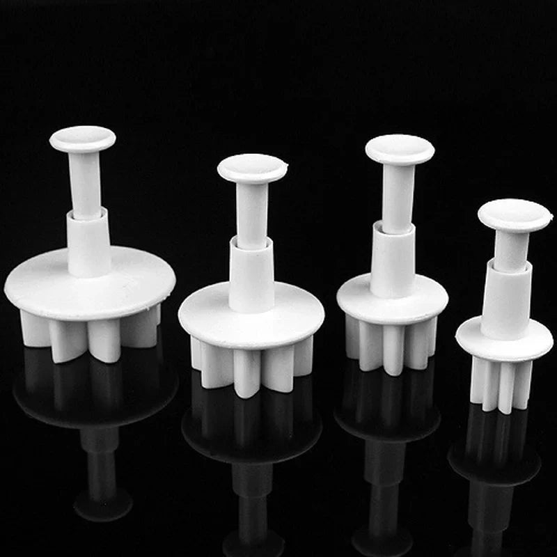 4-Piece Daisy Sunflower Fondant Plunger Cutter Set | Cake Decor