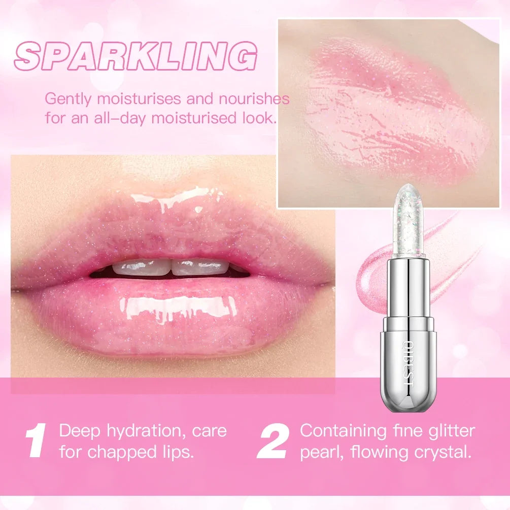 QIBEST Glitter Lip Balm – Color-Changing Crystal Jelly Gloss