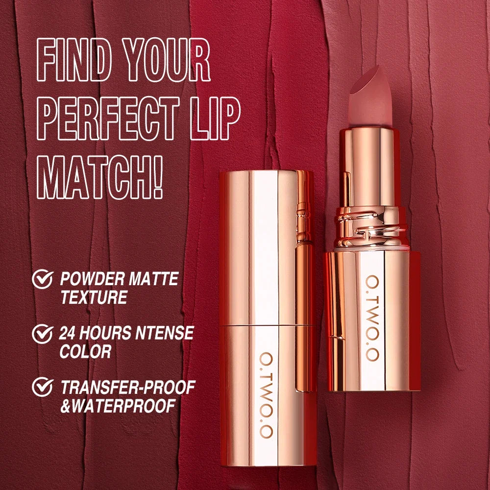 O.TWO.O Matte Lipstick – 24H Waterproof Velvet Lip Tint