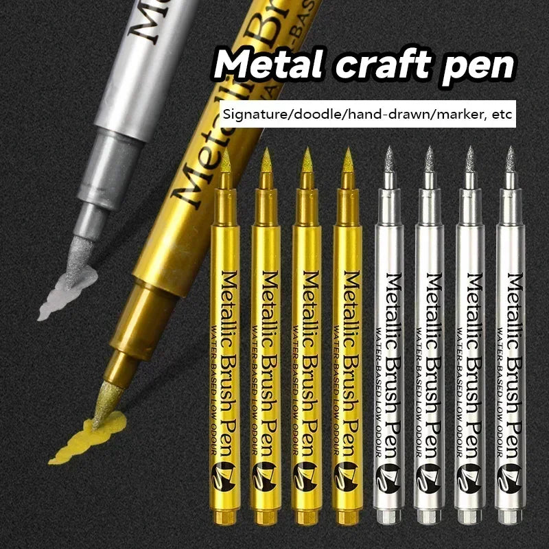 Gold Silver Metallic Permanent Markers Waterproof Paint Pens Rock Mug