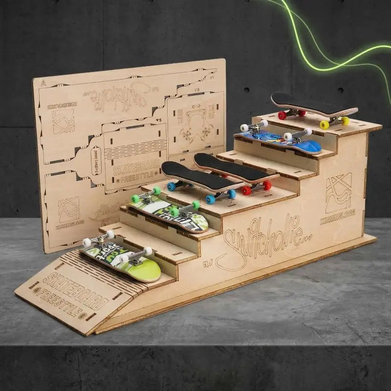 Wooden Finger Skateboard Display & Storage Rack – Kids Stand