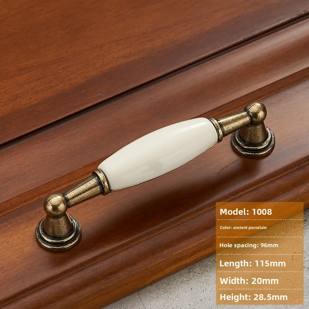 Antique Bronze Morning Glory Cabinet Knobs | Ceramic & Zinc Alloy