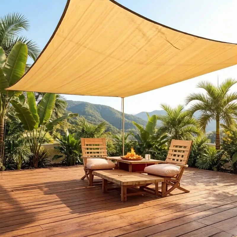 Heavy-Duty PE Sun Shade Sail – Beige UV Block Net for Patio