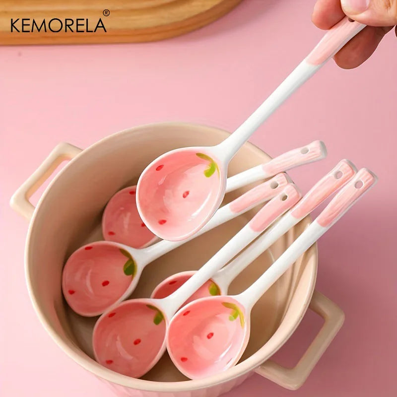 Ceramic Strawberry Spoons Set 2/4/6Pcs | KEMORELA Tableware