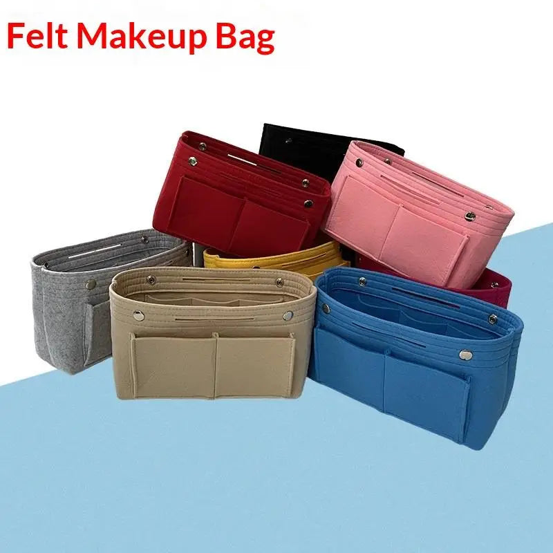 Felt Insert Bag Organizer | Multi-Pocket Travel Cosmetic Tote