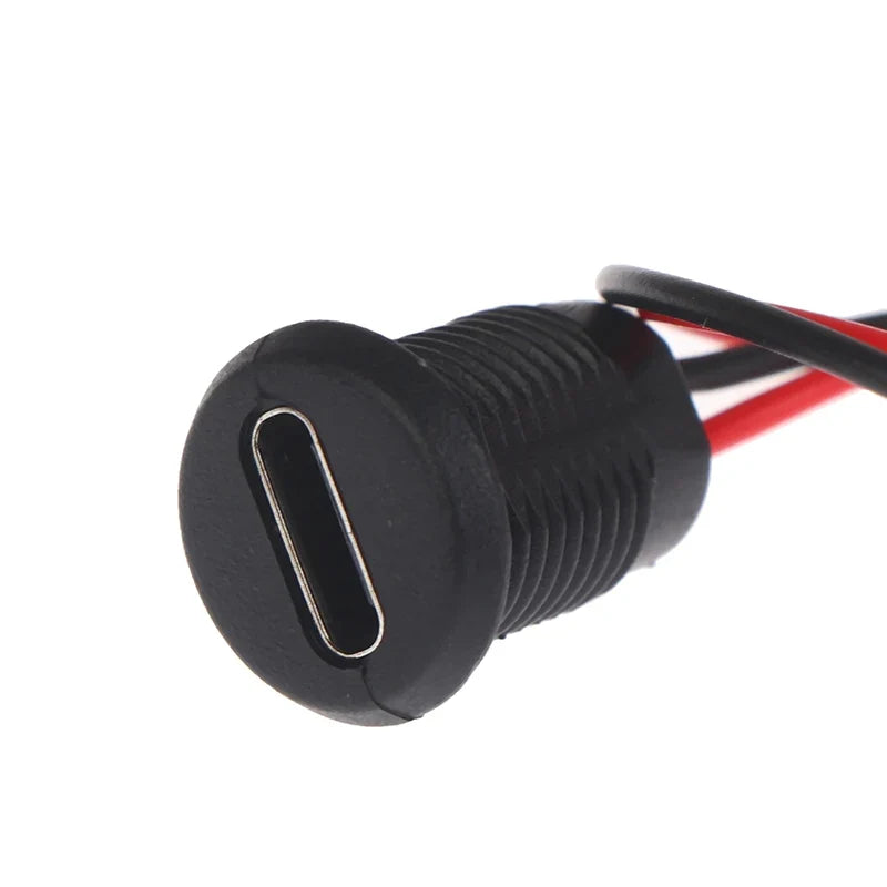 5 8 2Pin Charging Socket Female Mount Adapter USB Type-c Port