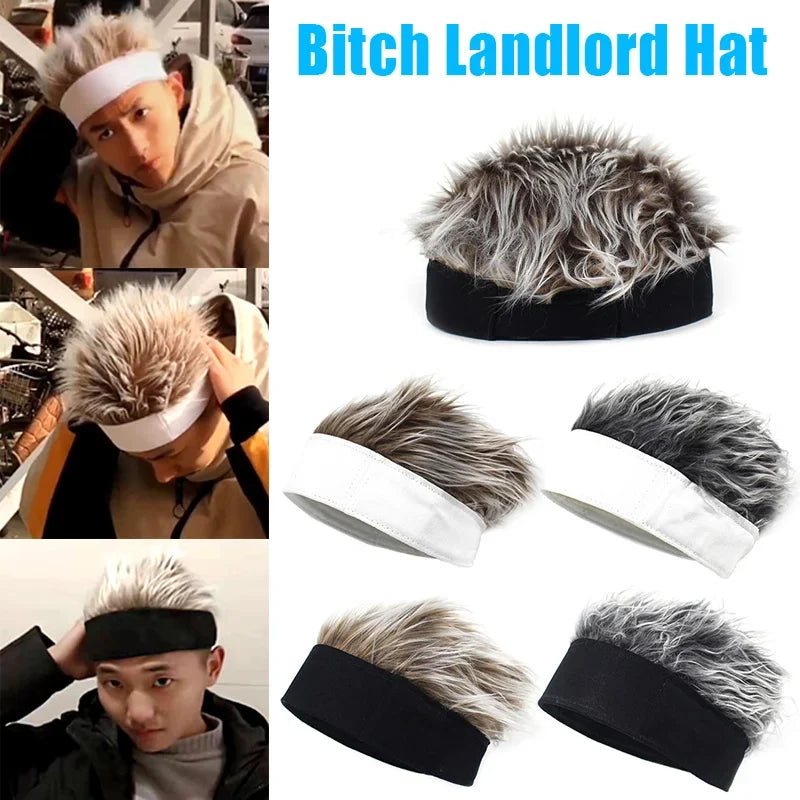 Black Knit Beanie Wig Hat – Unisex Costume Accessory