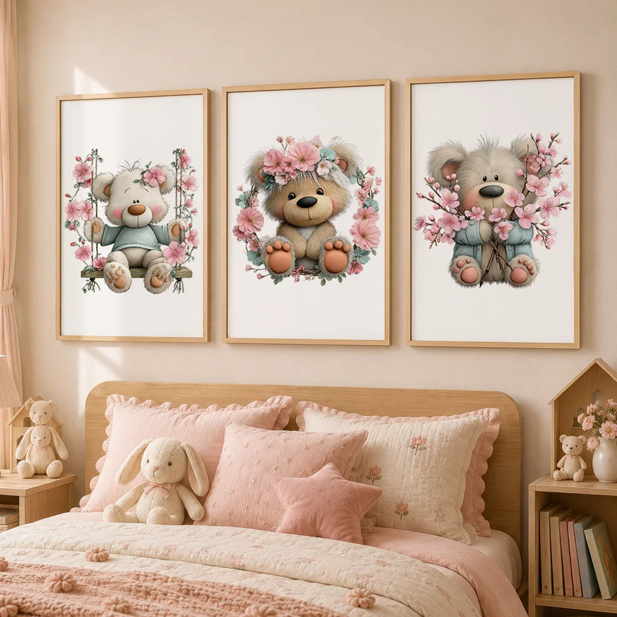 Teddy Bear Nursery Canvas Wall Art | Kids Bedroom Poster