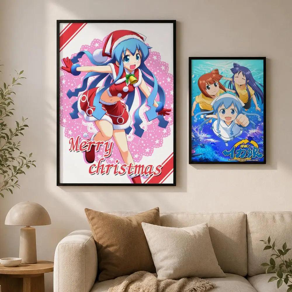 Anime Squid Girl Waterproof PVC Peel-and-Stick Wall Poster