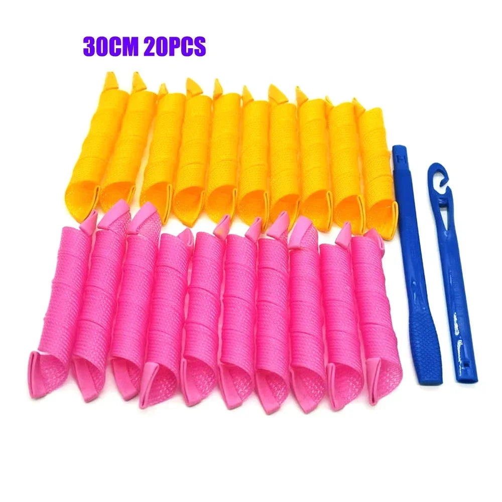 No-Heat Snail Shape Hair Rollers for DIY Spiral Curls | 30–65cm