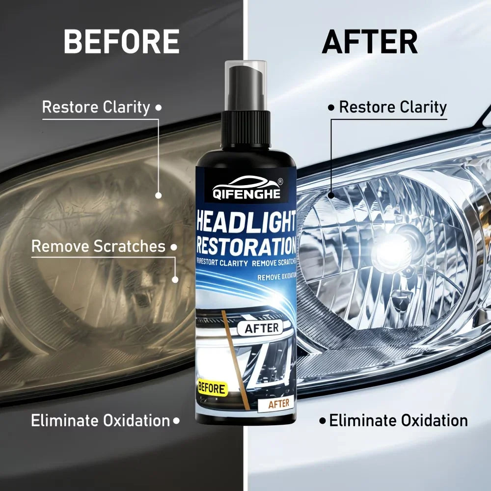 Car Headlight Restoration Spray – Remove Yellowing & Haze