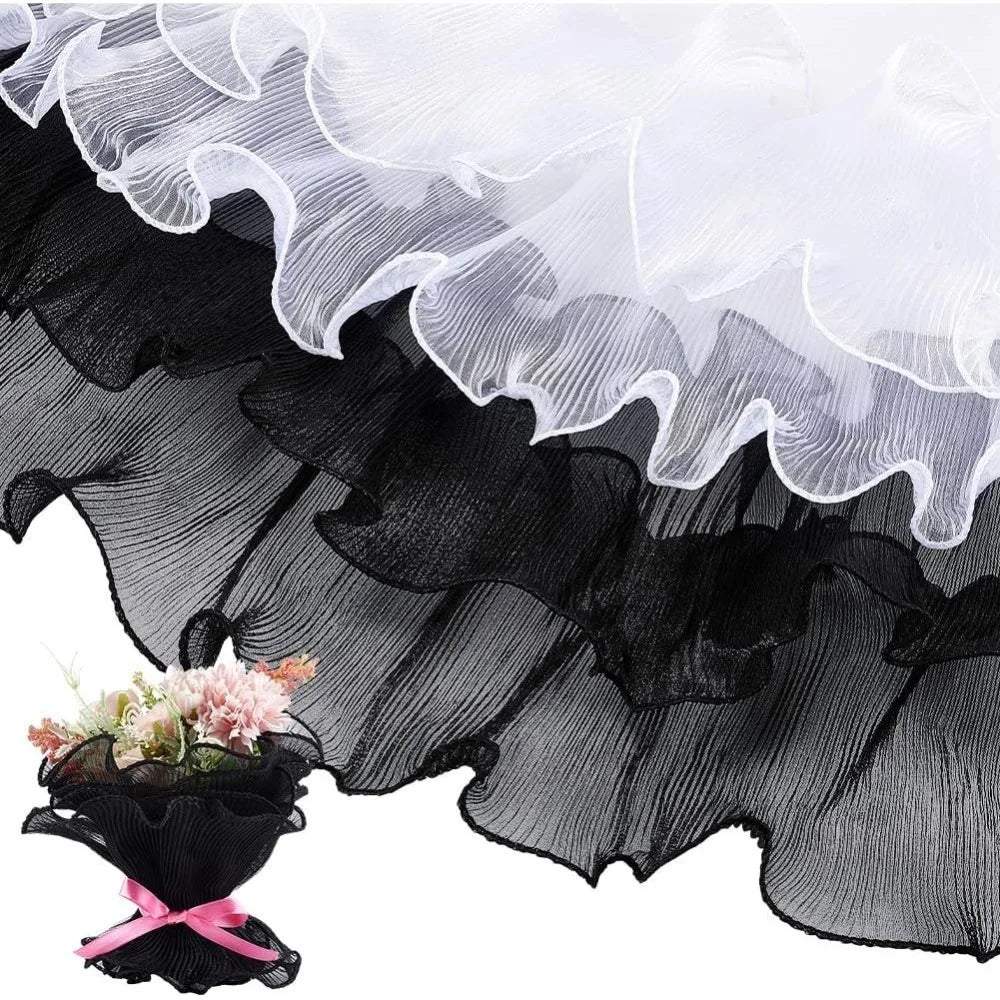 4-Pack Flower Wrapping Mesh Net Paper – Black & White Bouquet