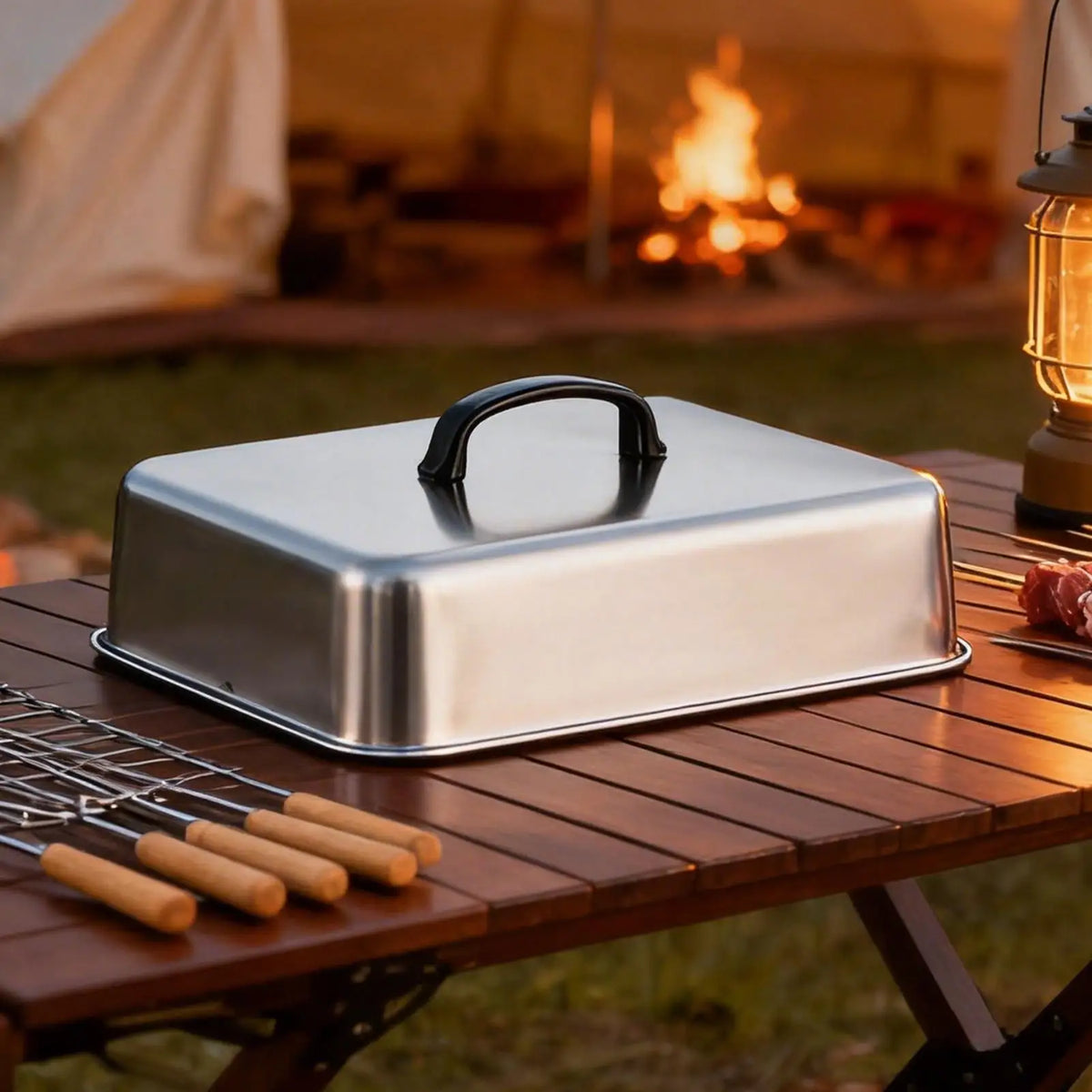 Rectangular Stainless Steel Basting Cover | BBQ Grill Lid
