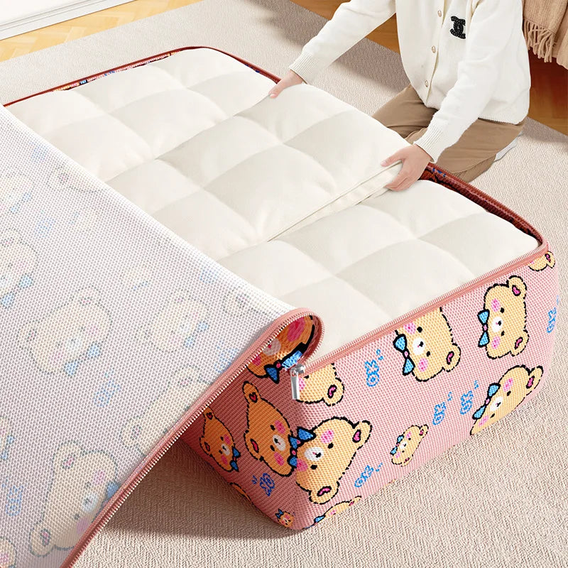 Large Foldable Quilt Storage Bag – Blanket & Bedding Organizer