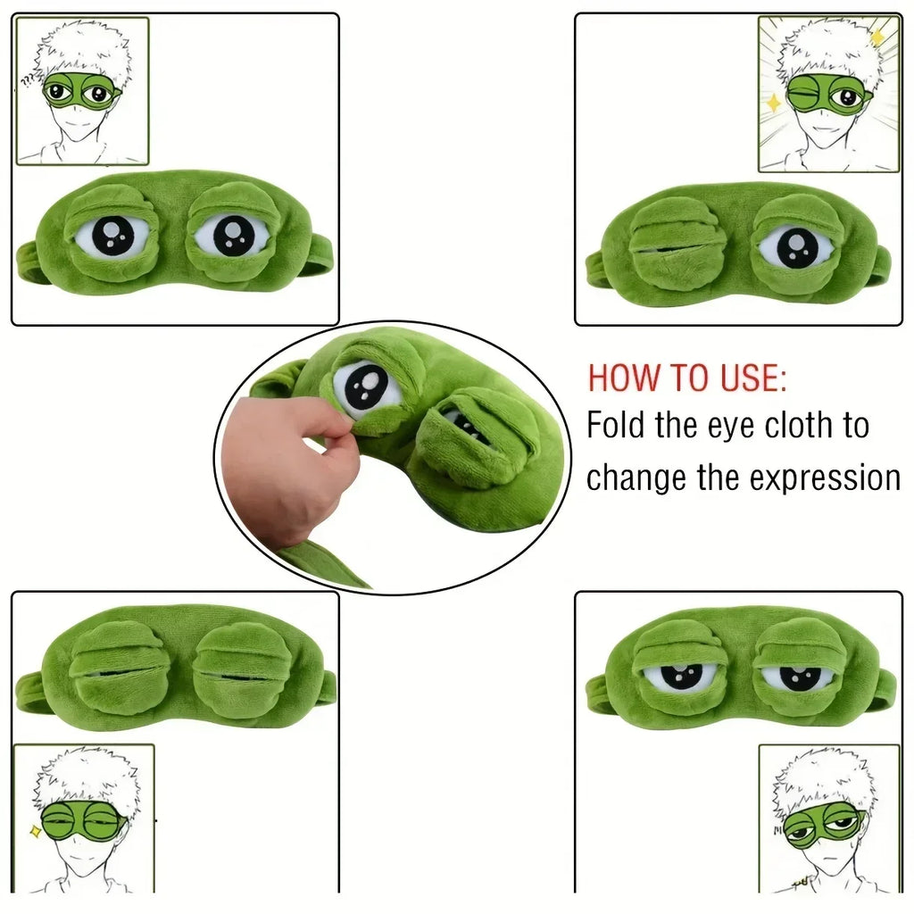 3D Frog Sleep Eye Mask – Soft Cotton Light Blocking Travel
