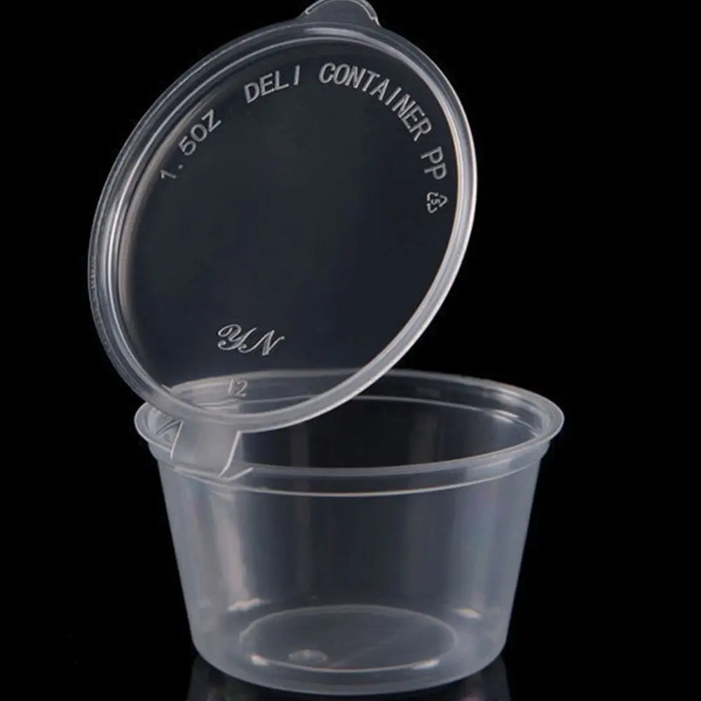 50-Pack Reusable Sauce Cups with Hinged Lids – Leak-Proof